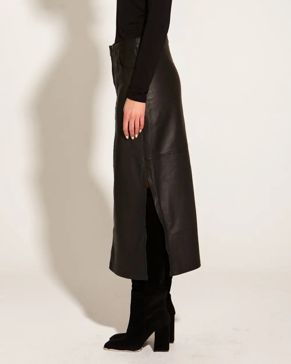 Everyday Leather Look Midi Skirt
