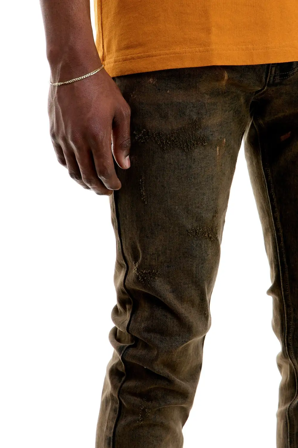 Men's Skinny Distressed Paint Splatter Jeans
