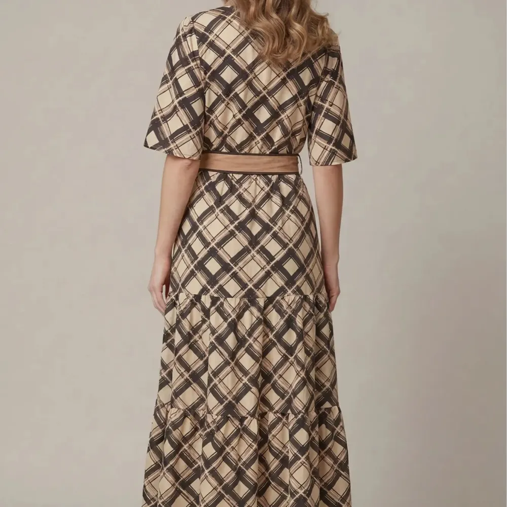 Tiered Plaid Waist Tie Dress