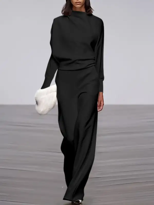 Long Sleeve Relaxed Stand Collar T-Shirt