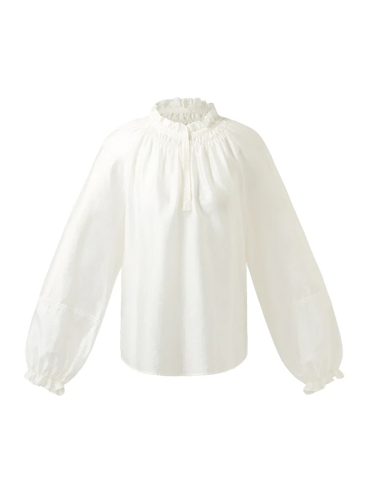 Loose Ruffle Neck Women Blouse