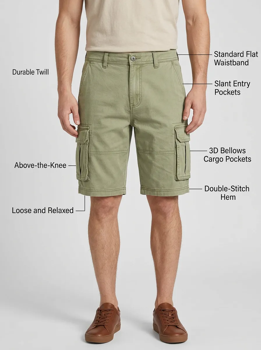 Men's Relaxed Fit Twill Multi-Pocket Cargo Shorts