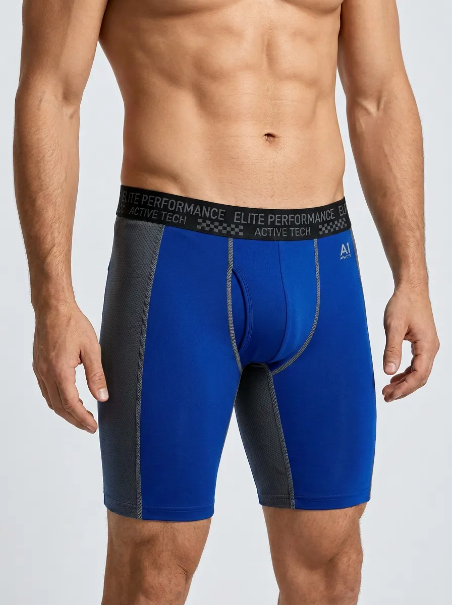 Men's Athletic Performance Mesh Panel Printed Boxer Briefs