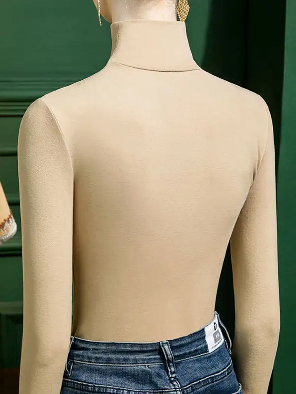 Long Sleeve Slim Fit Button Detail Cutout Pleat Detail Panel Detail High Neck T-Shirt