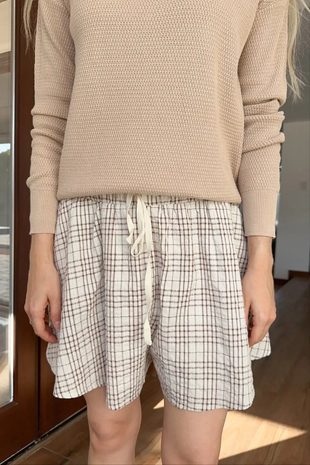 Layered Soft Plaid Shorts
