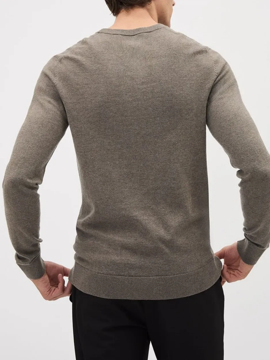 Muted Gray Crew Neck Long Sleeve Sweater