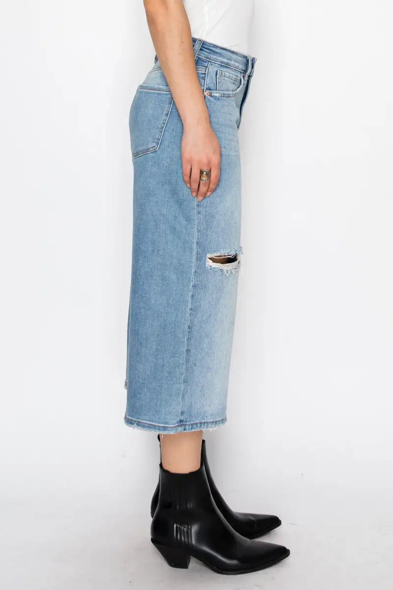 High Rise Wide Leg Relaxed Denim Shorts