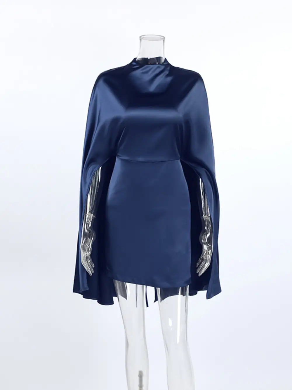 Drape Mock Neck Mini Dress