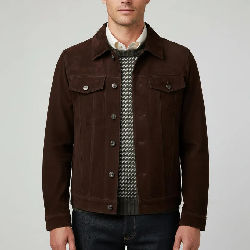 Modern Suede Trucker Western Jacket