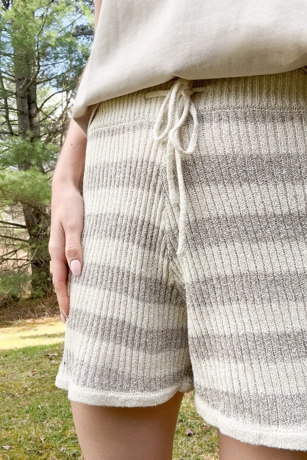 Flowy Ribbed Knit Shorts