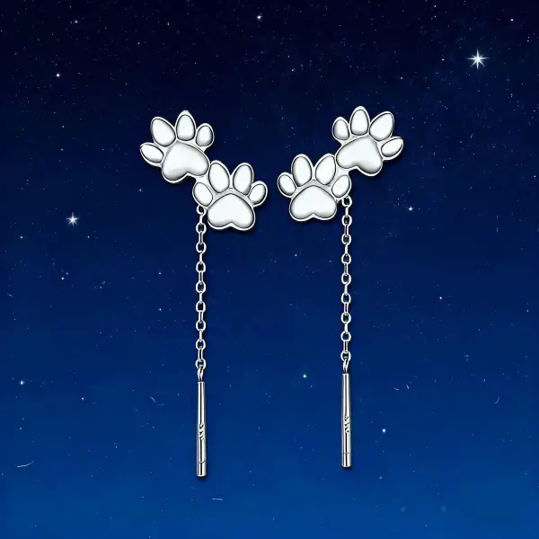 Paw Shaped Drop Earrings