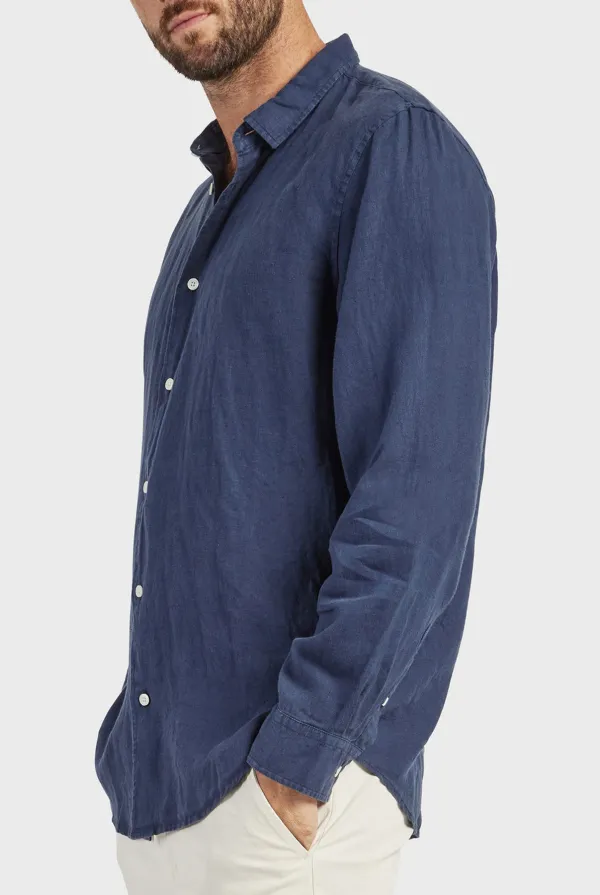 Plain Navy Linen Shirt