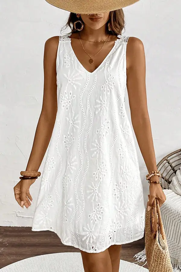 Patchwork V Neck Solid Mini Dress