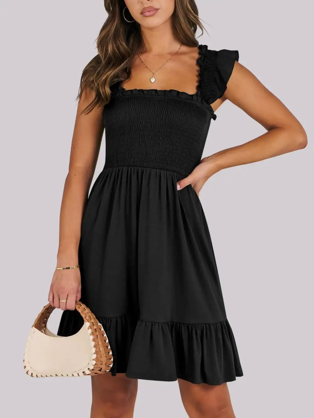 Ruffle Smocked Mini Dress