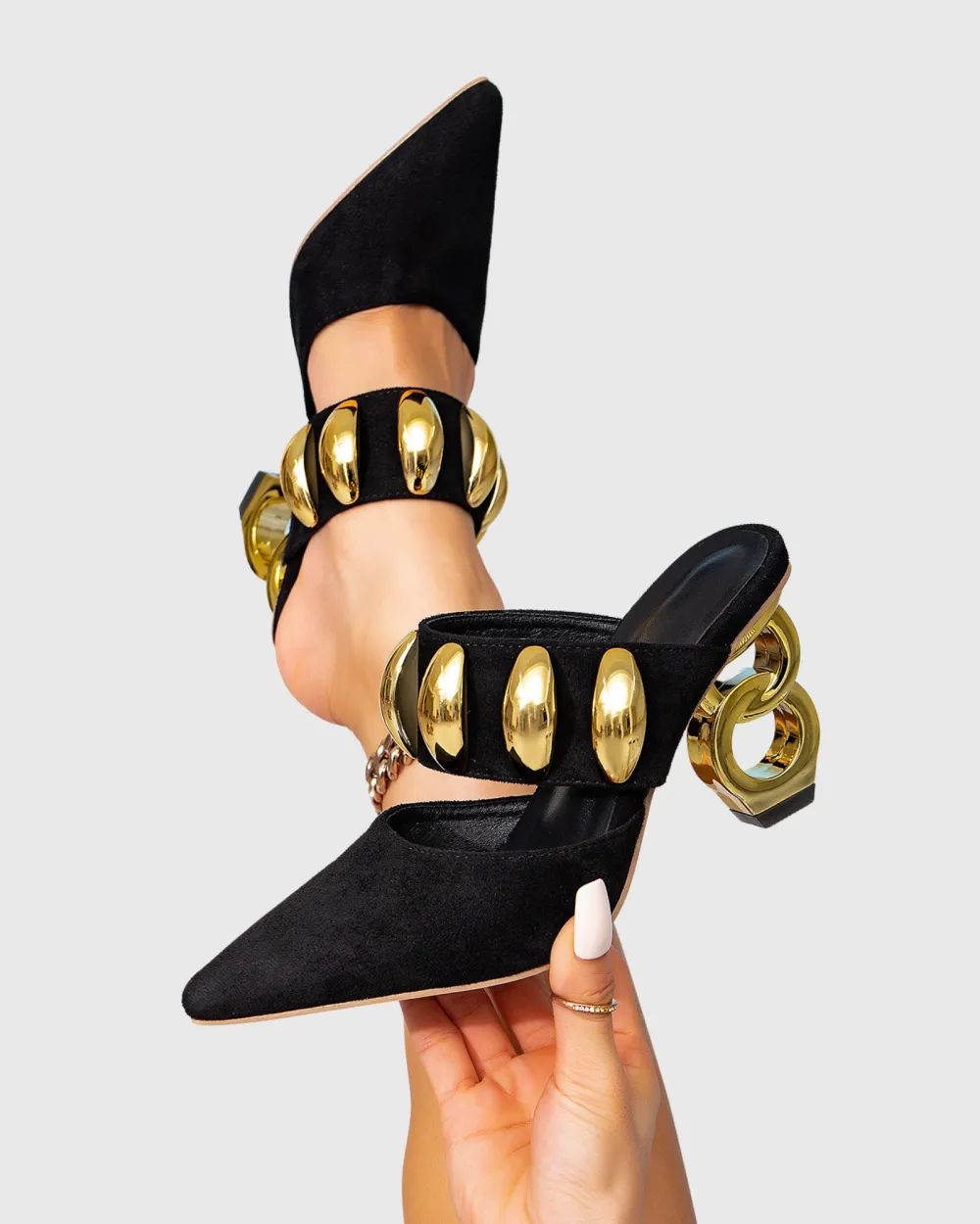 Hardware Strap Chain Mules