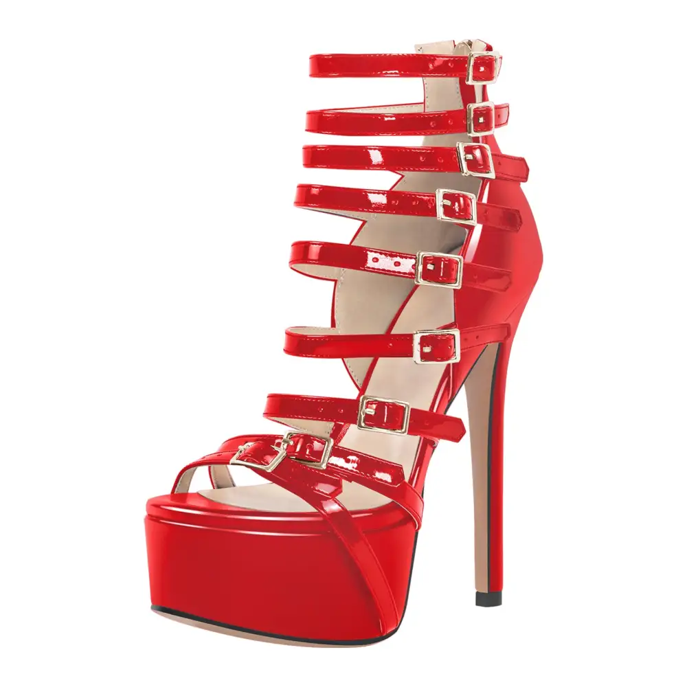 Buckle Strap Platform Stiletto Sandals
