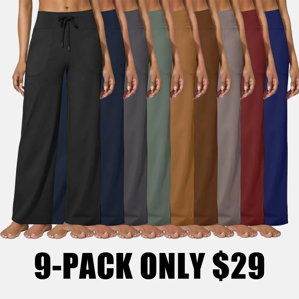 Wide Leg Pants for Women Yoga Pants High Waist Sweatpants with Pockets Stretch Lounge Pants Comfy Workout Athletic Wear Fitness Apparel Outdoorfun