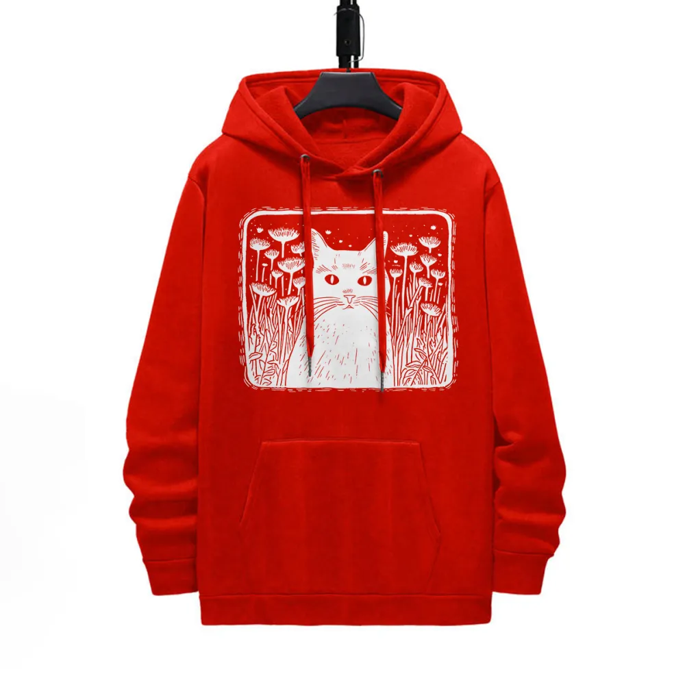 Cat In Forest Pattern Printed Hoodie