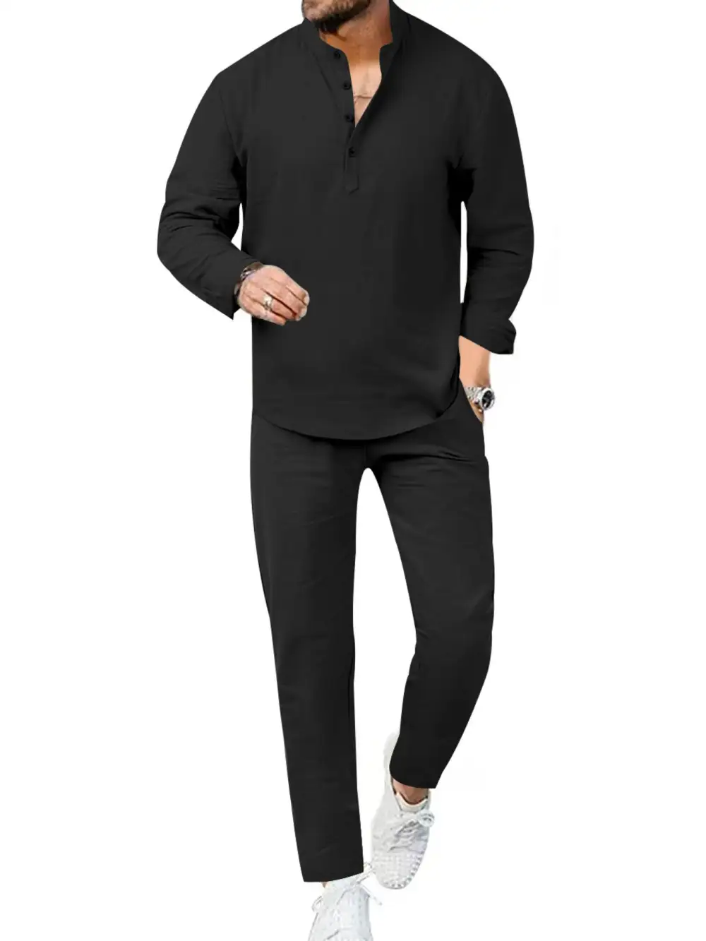 Men's Full Size Casual Long Sleeve Shirt and