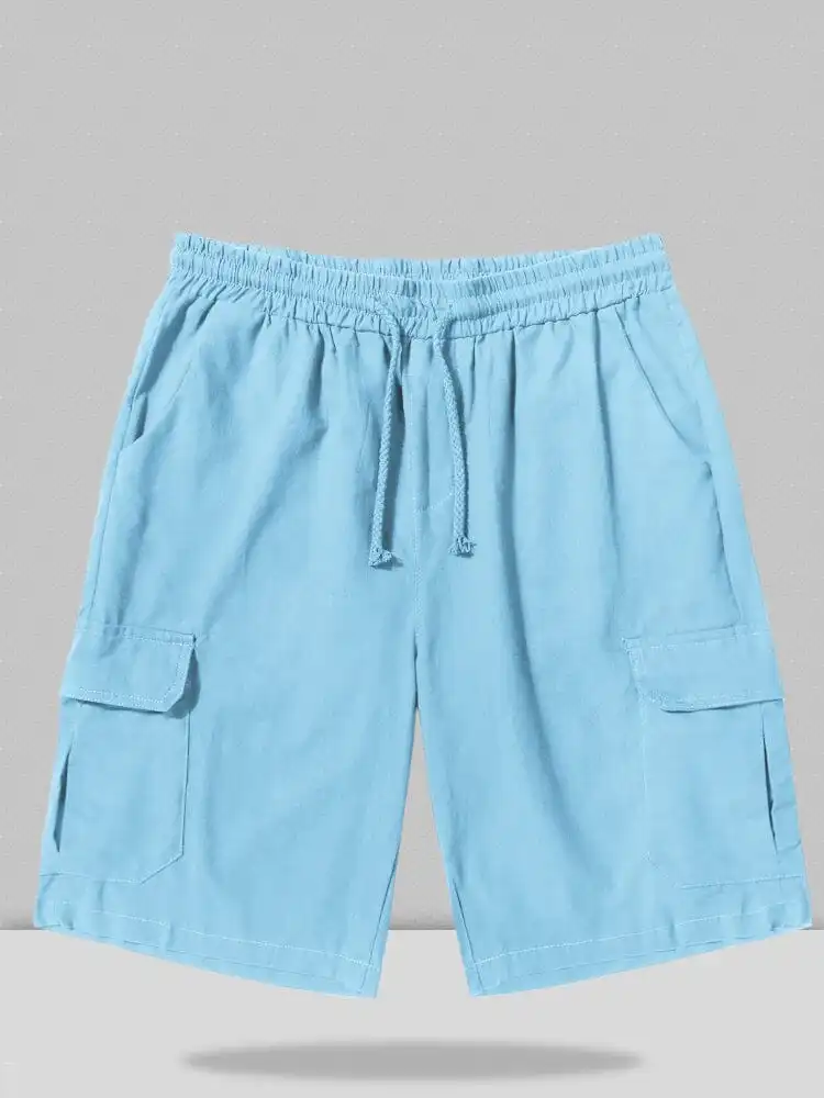 Men's Linen Style Pants Pockets Shorts