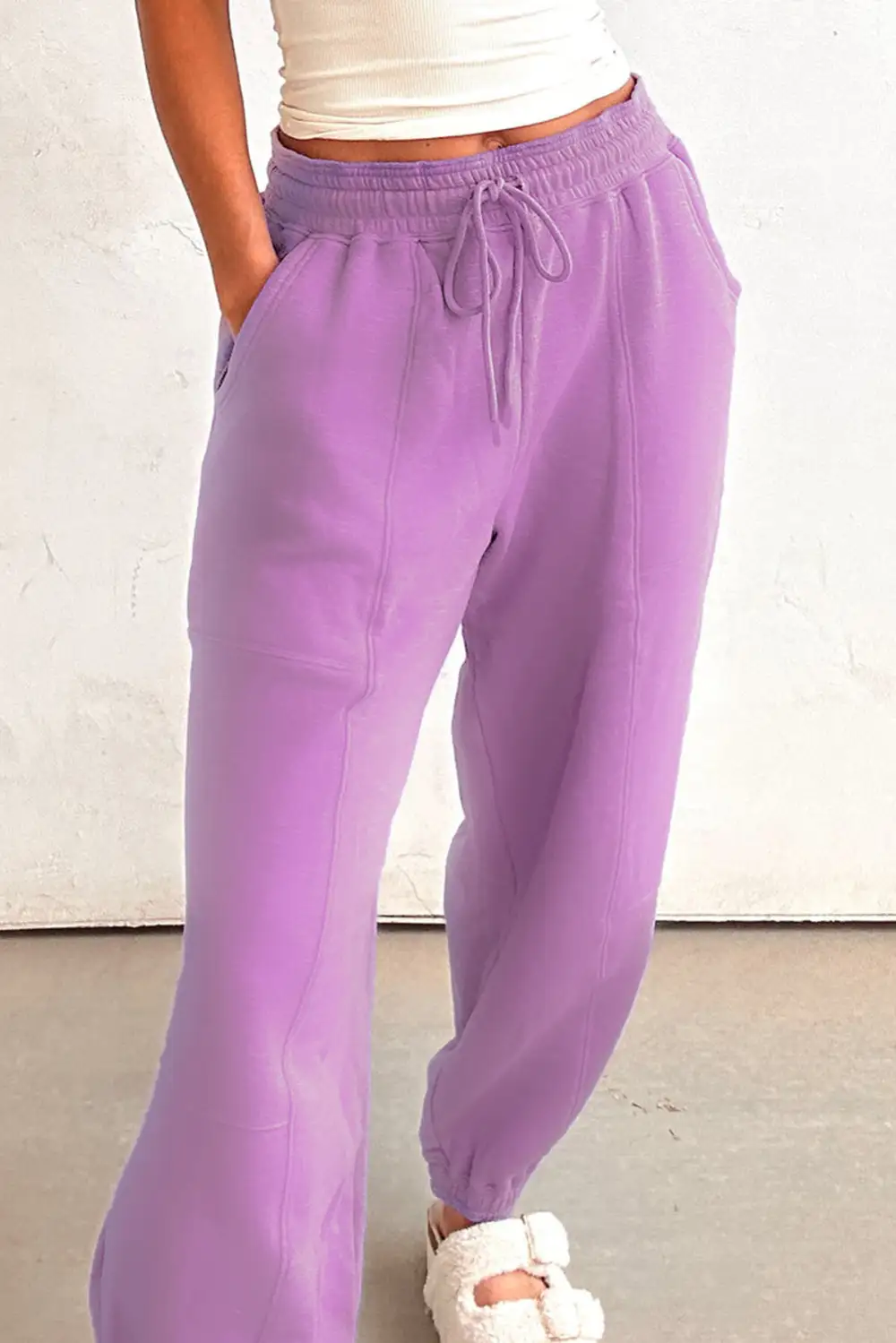 Refined Drawstring Patchwork Jogger Pants