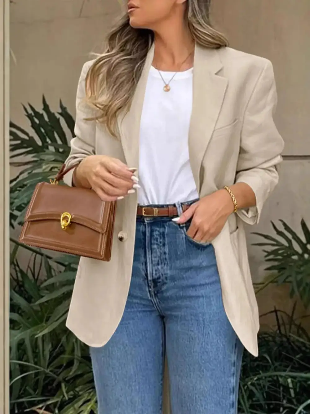Modern Lapel-Collar Long-Sleeve Blazer