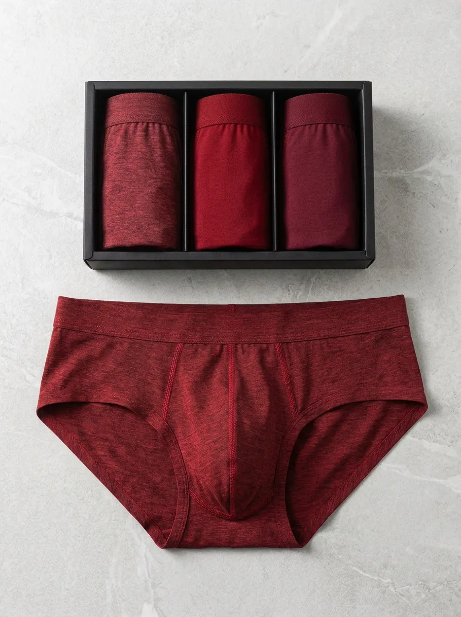 Men's Solid Color Heathered Cotton Printed Briefs