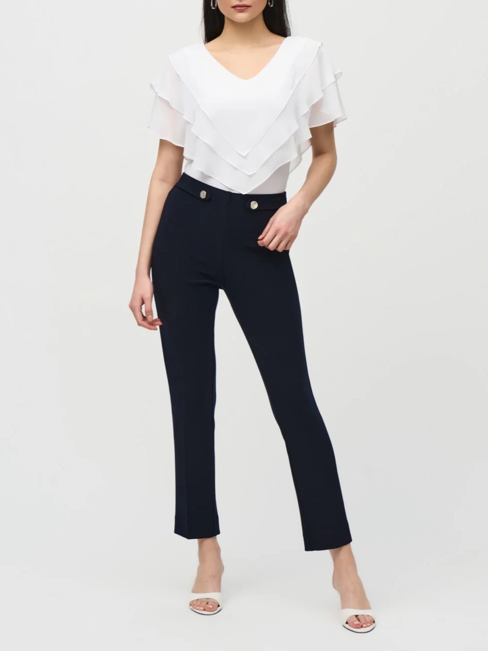 Navy Chiffon - Overlay Silky Knit Top