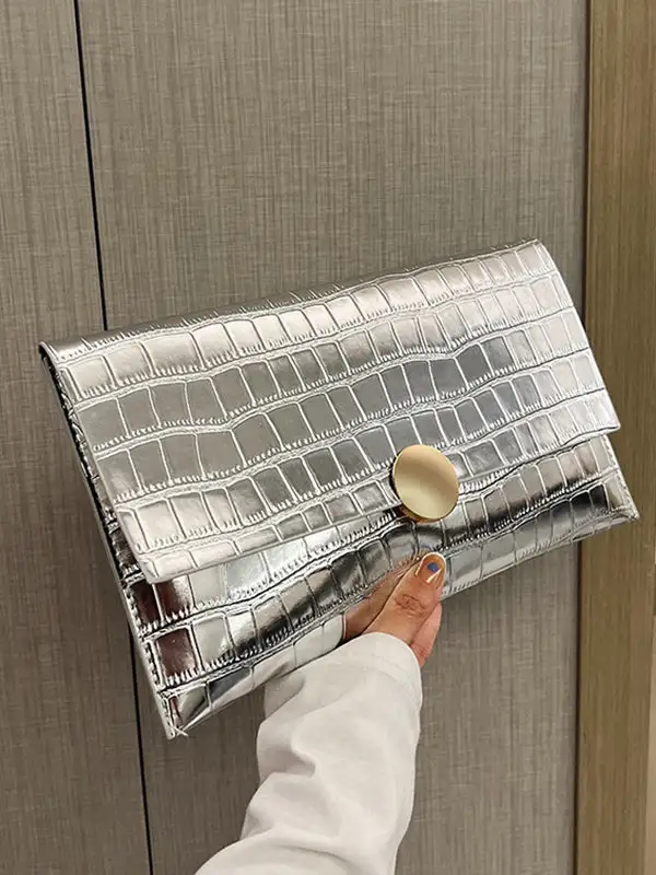 Geometric Shimmer Panel Clutch Bag