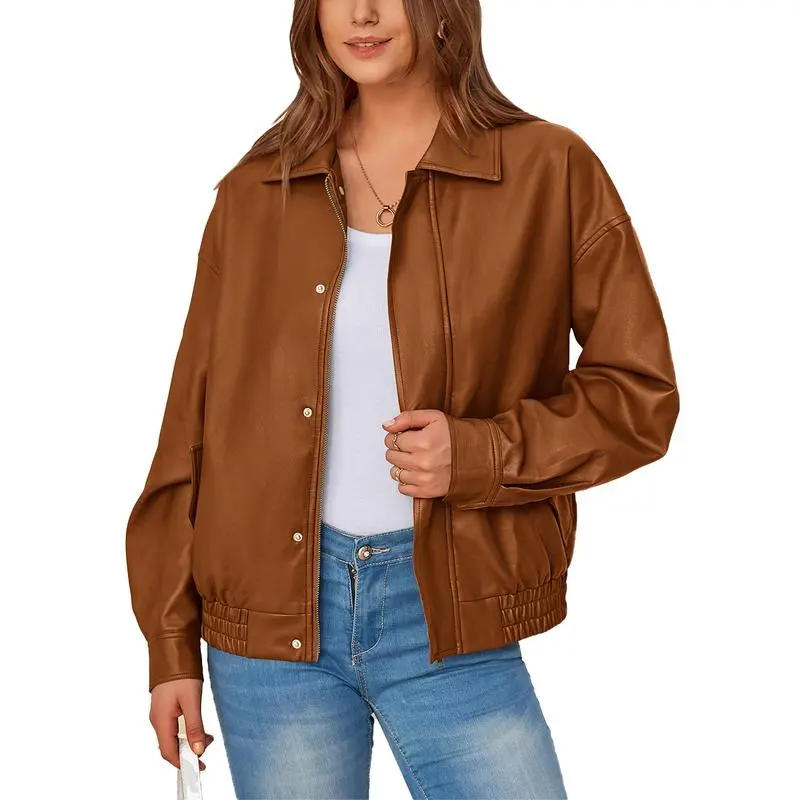Women'S Faux Leather Motorcycle Jacket