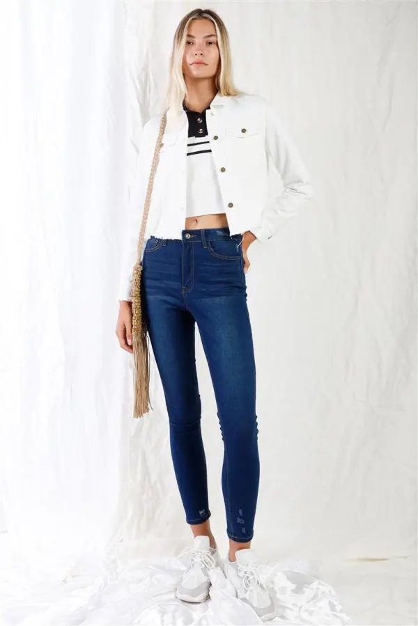 Elastic Waist Soft Denim Jeans