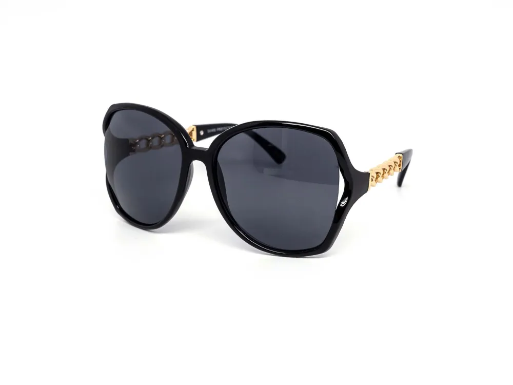 12-Pack Oversized Round Gradient Chain Detail Sunglasses