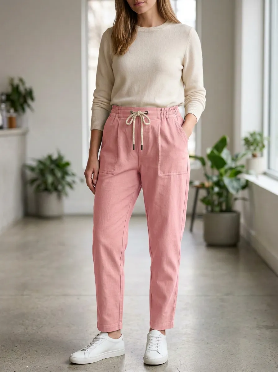 Women's Modern Casual Adjustable Drawstring Waist Pants