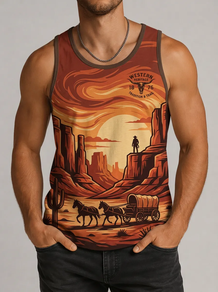 Men's Western Graphic Tank Top
