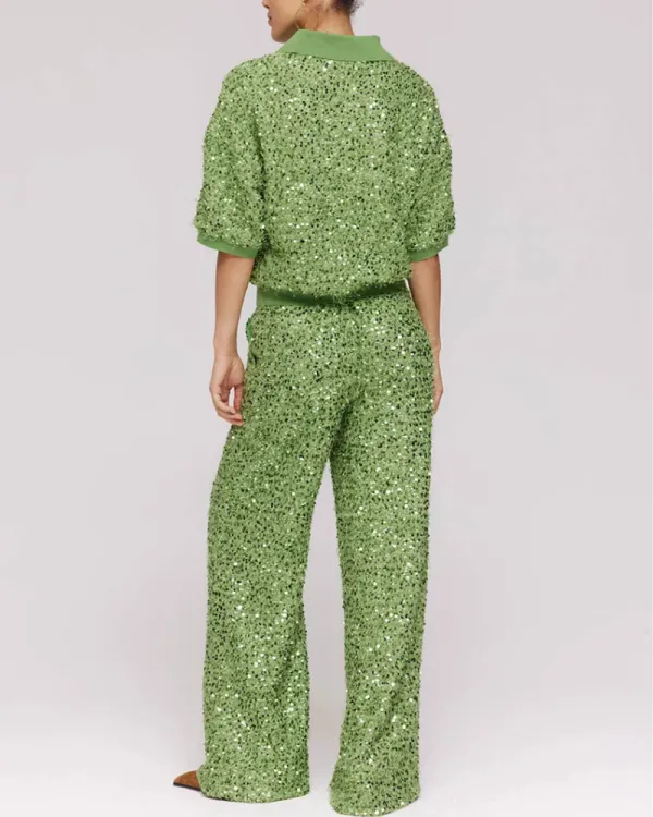 Relaxed Sequin Wide Leg Pants