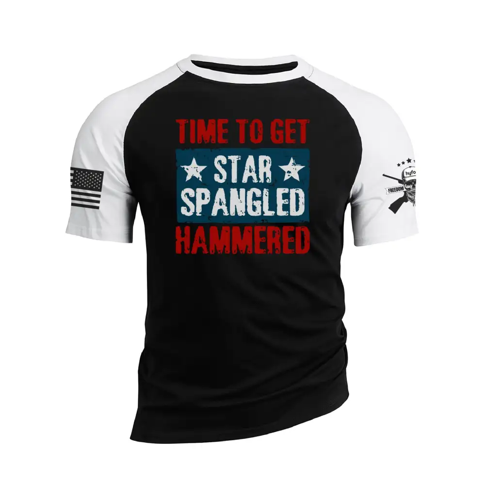 TIME TO GET STAR SPANGLED HAMMERED RAGLAN GRAPHIC TEE