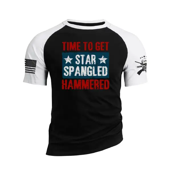 TIME TO GET STAR SPANGLED HAMMERED RAGLAN GRAPHIC TEE