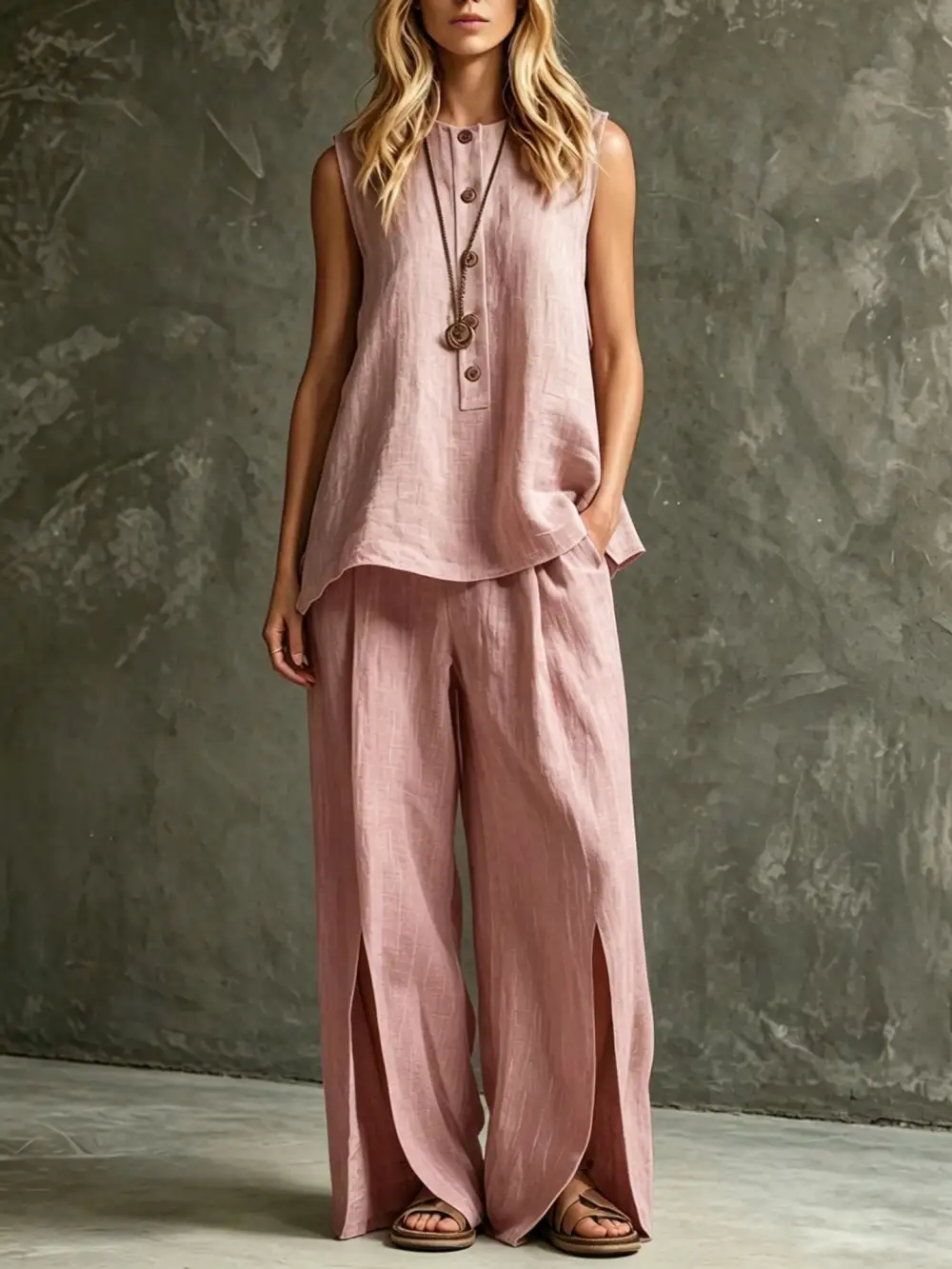 Classic Wide-Leg Sleeveless Women's Matching Set