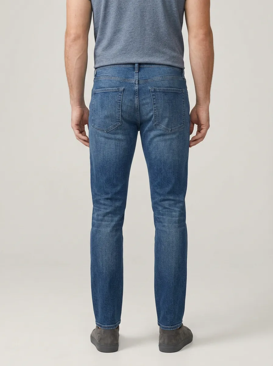 Men's Street Inspired Washed Stretch Classic Fit Jeans