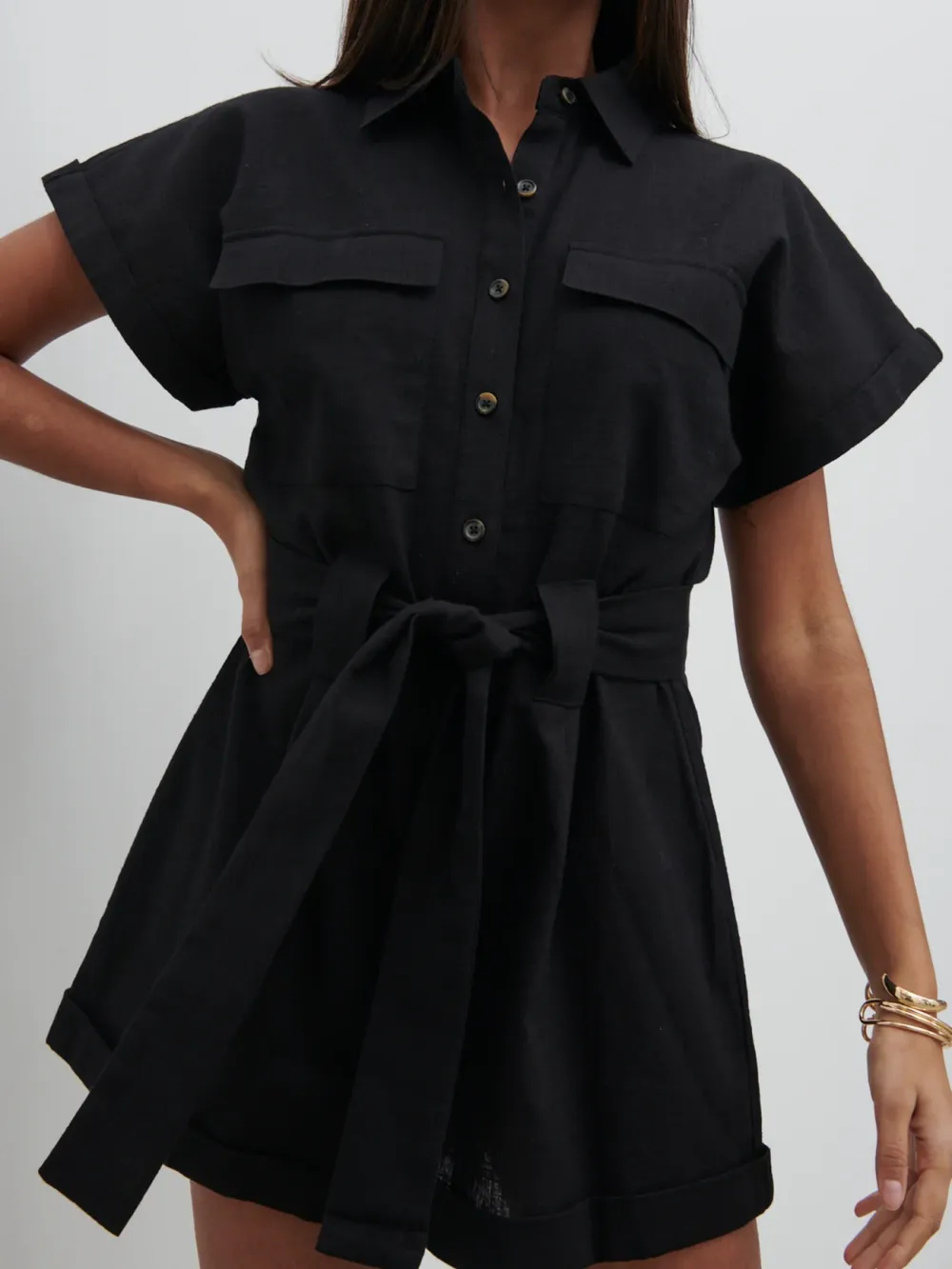 Button Front Utility Playsuit