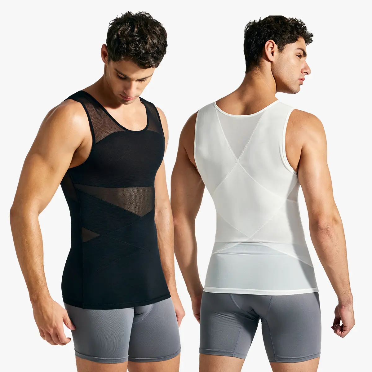 Men’s Mesh Fabric Breathable Compression Shapewear Vest