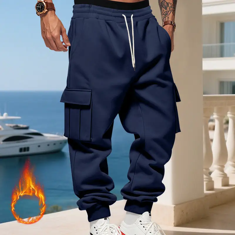 Men's  Thermal Cargo Pants Pockets Leg Cargo Pants