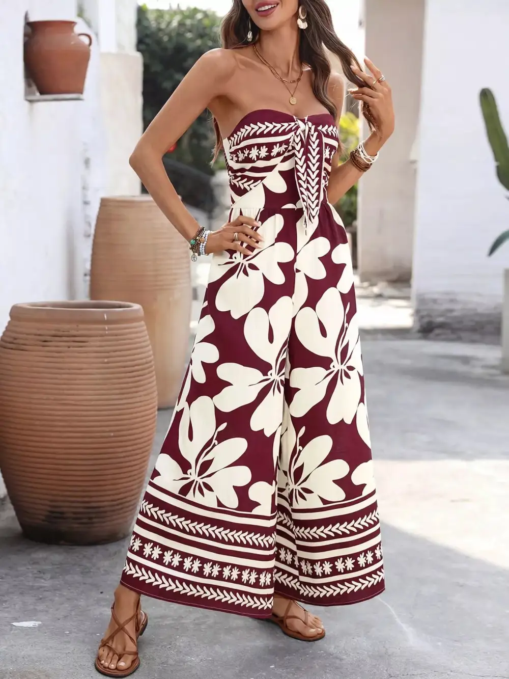 Easygoing Floral Wide Leg Jumpsuit