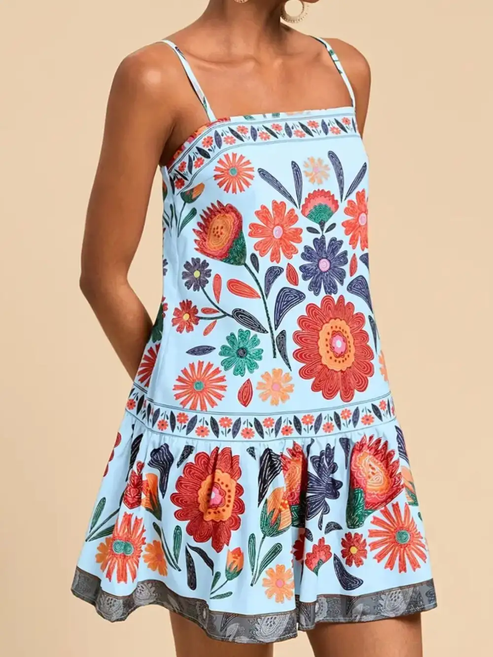 Floral Printed Sleeveless Mini Dress