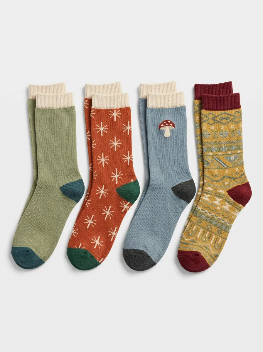 Signature Printed Classic Look Women's Four Pair Socks