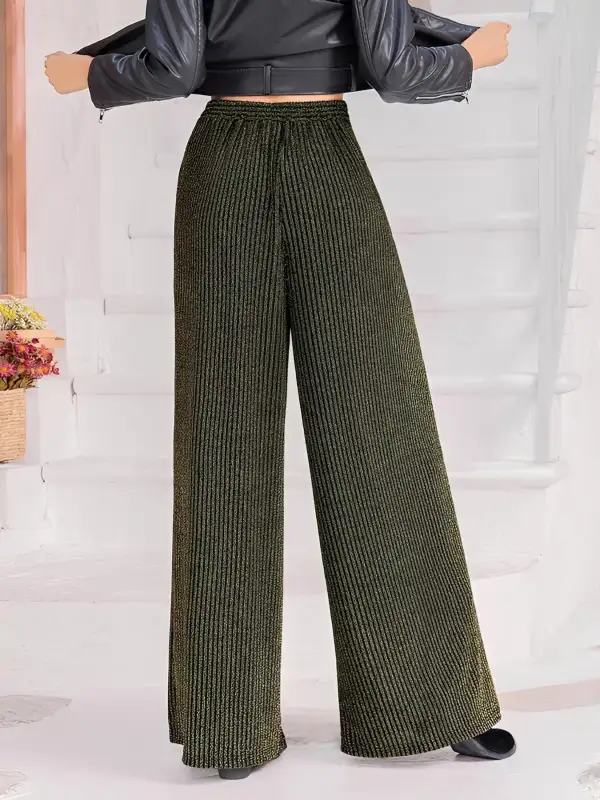 Wide Leg High Waist Striped Drawstring Pants