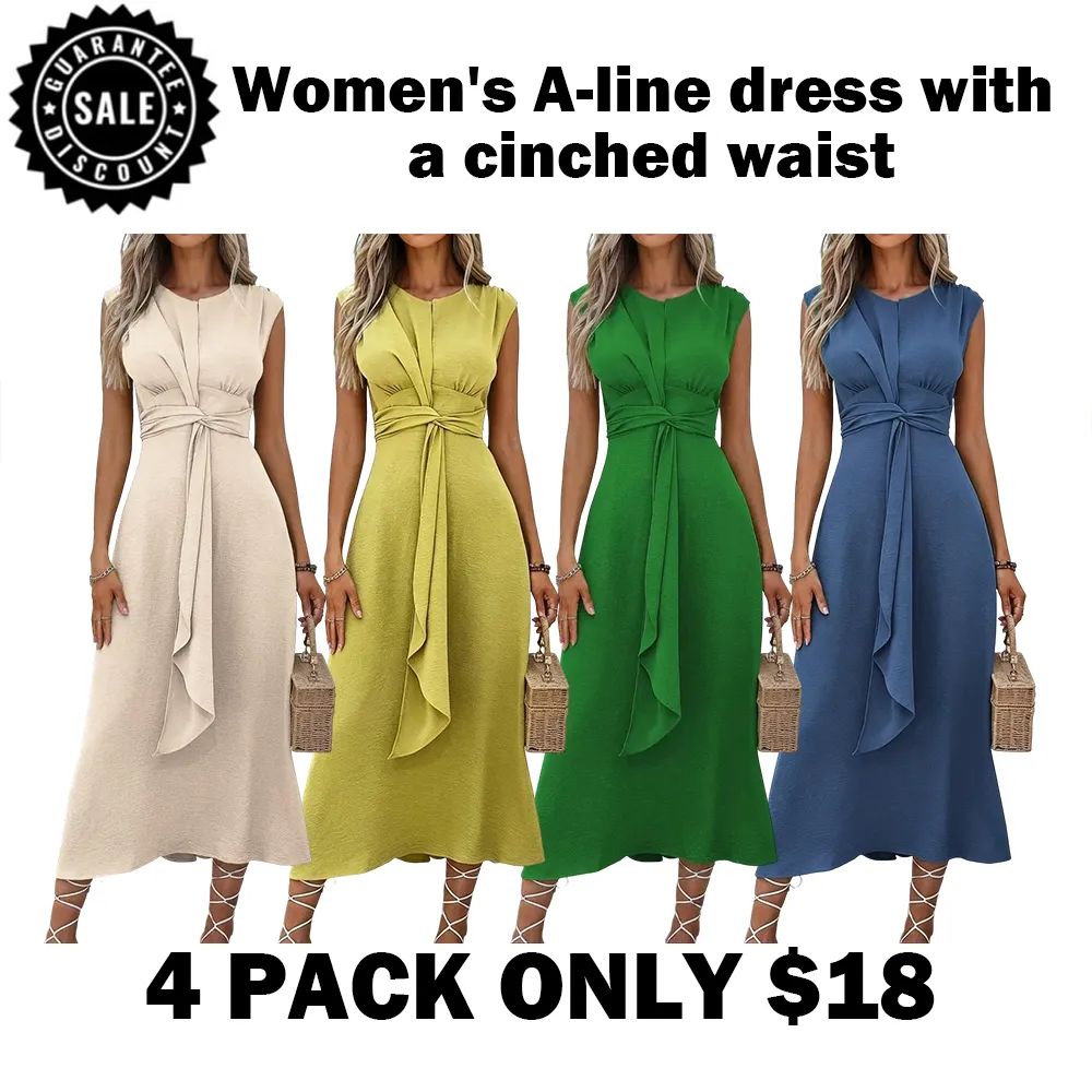 🔥Hot Sale💥Women'S A-Line Dress With A Cinched Waist🔥8-PACK - All Colors Included