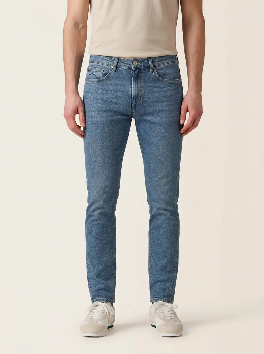 Men's Classic Everyday Mountain Graphic Embroidered Stretch Denim Jeans