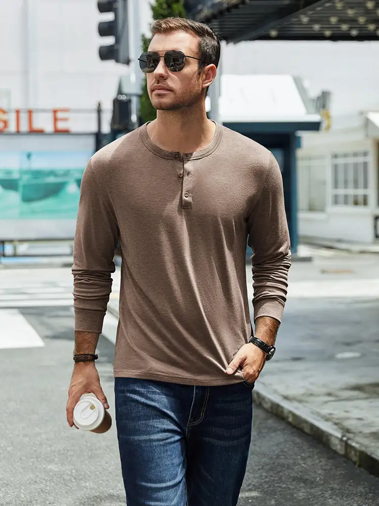 Classic Lightweight Stretch Henley Tee T-Shirt