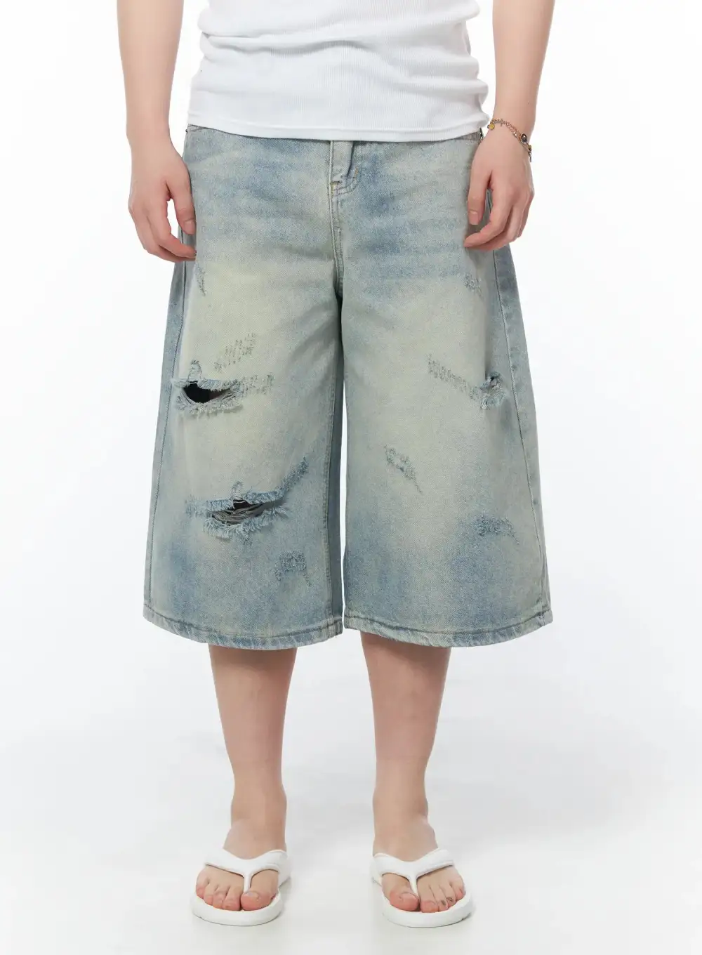 Men's Vintage Wash Bermuda Denim Shorts Shorts